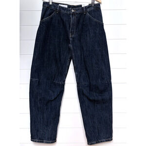 Zara Banana Leg Sculpted Curved Barrel Jeans Dark Wash US 6 EUR 38